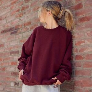 Brandy Melville Burgundy Crew Neck Sweater